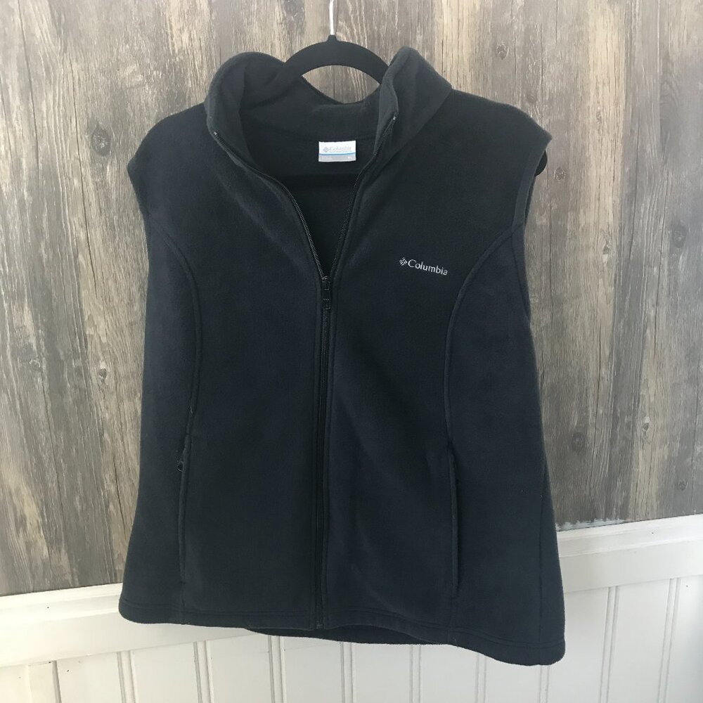 Columbia black fleece full zip vest size XL